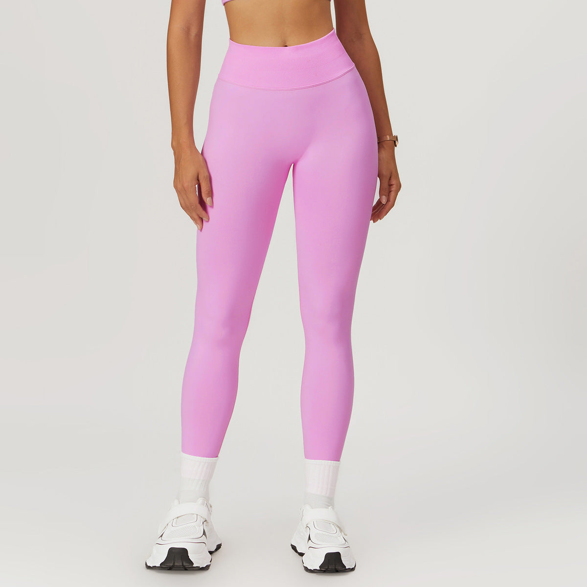 Leggings deportivos de cintura alta de color liso para mujer