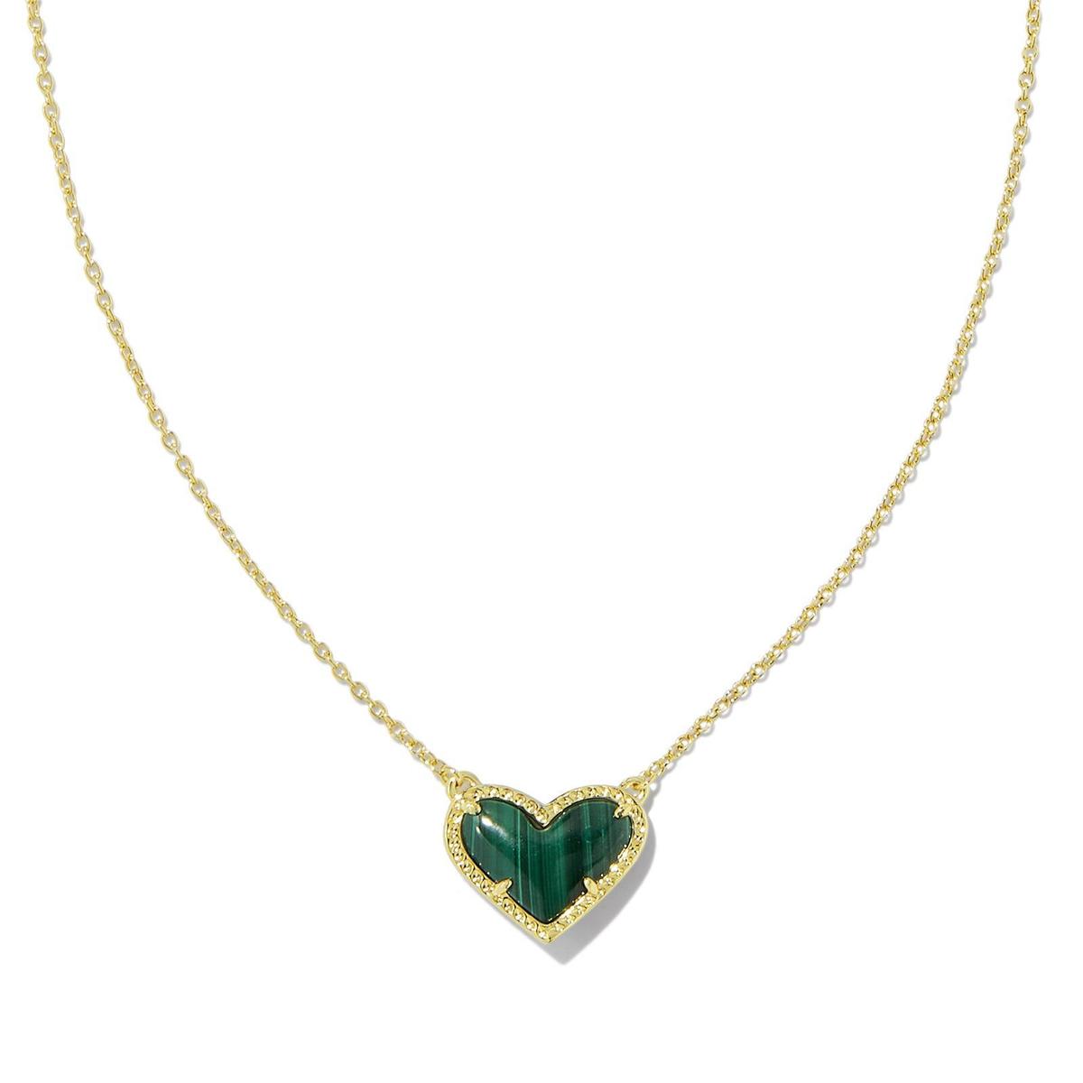 Women Fashion Simple Heart Natural Stone Copper Necklace
