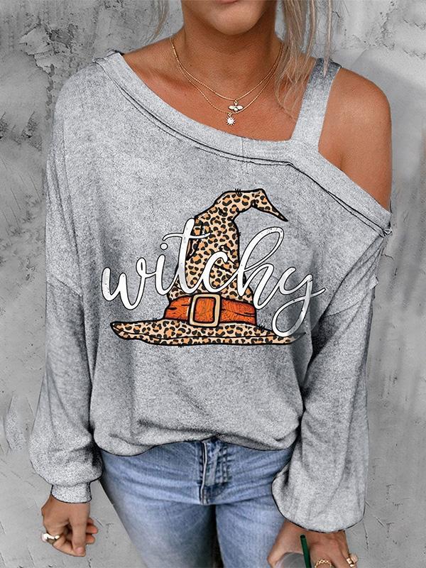 Sudadera con hombros descubiertos y efecto 3D para Halloween para mujer