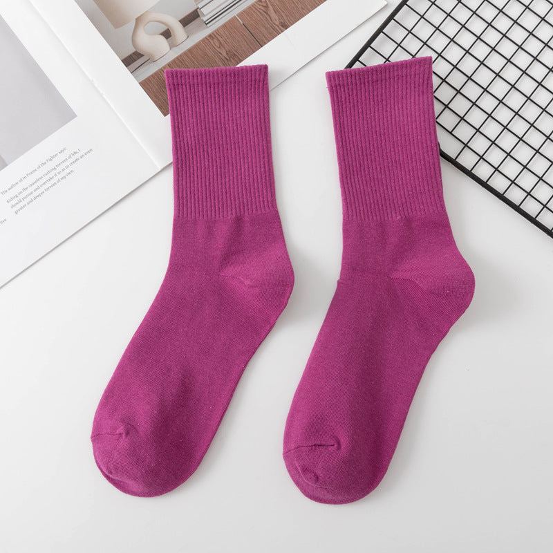 Calcetines de algodón hasta la rodilla de color liso para mujer