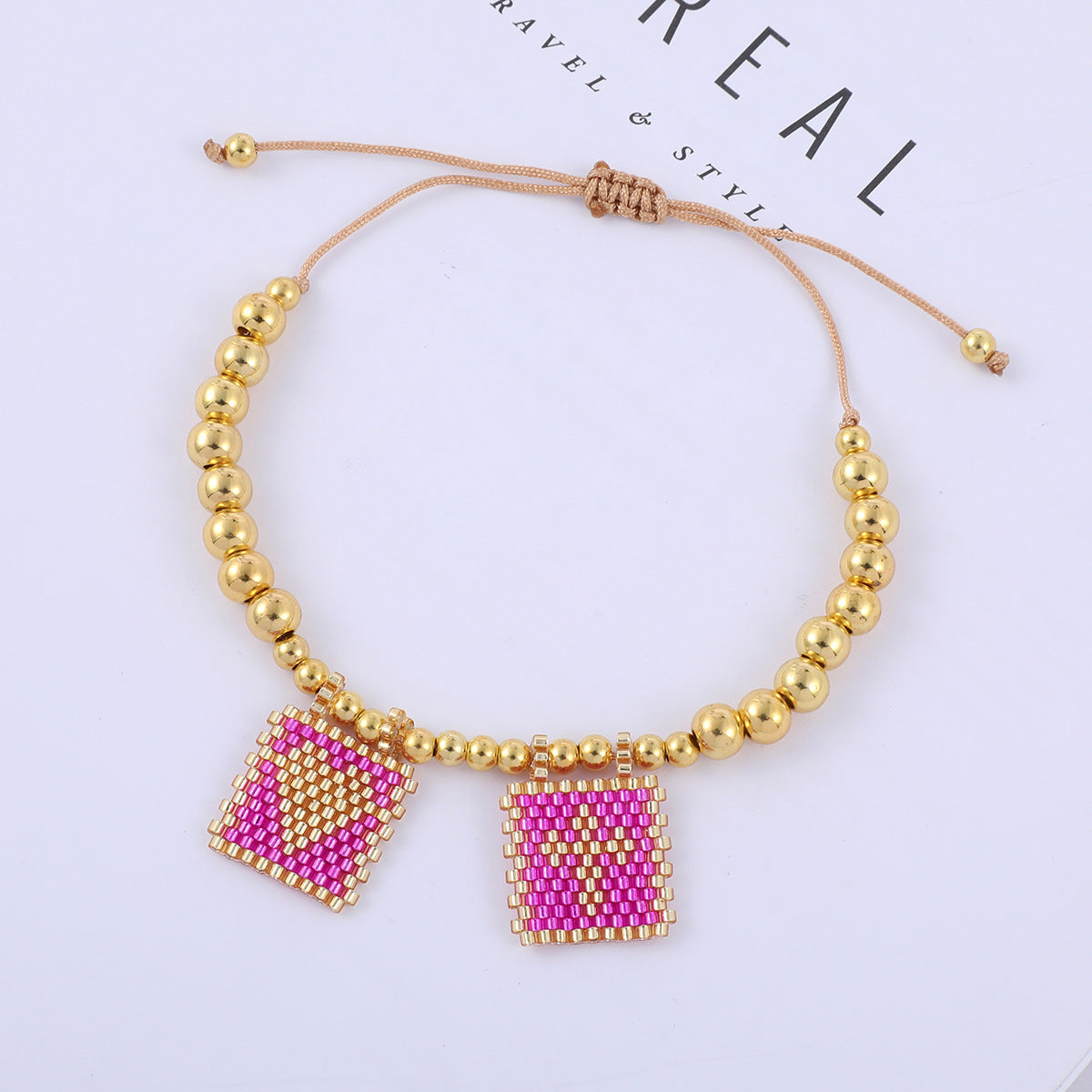 Bohemian Gold Beads Cross Heart Design Bracelet