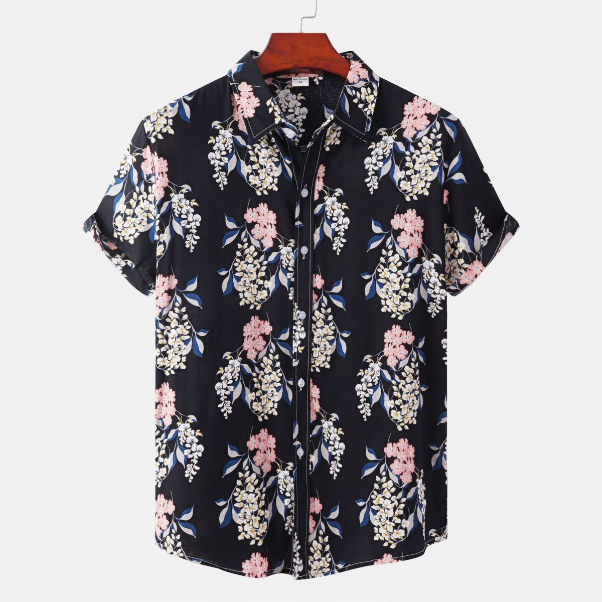 Camisa informal de vacaciones para hombre con estampado de flores diminutas en 3D