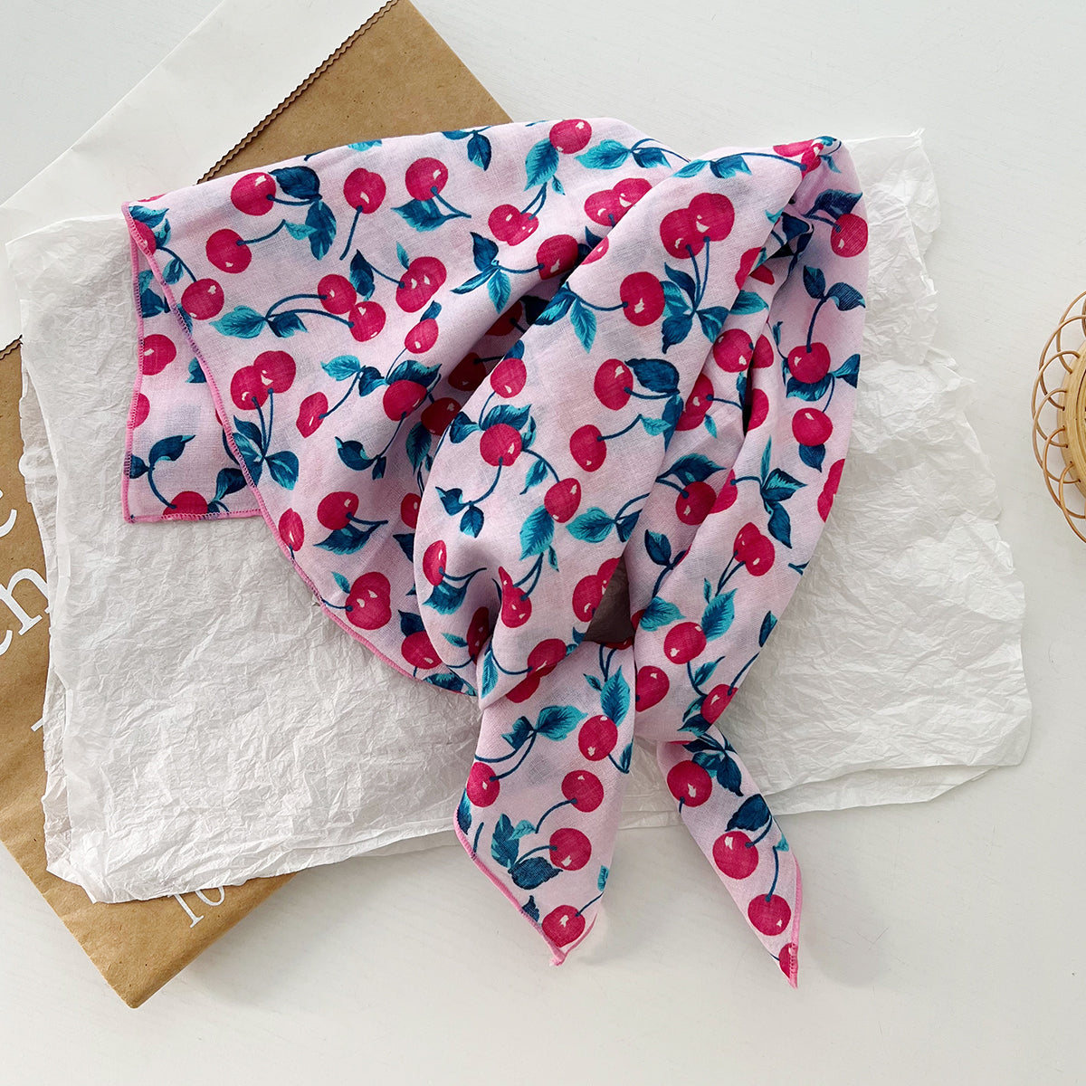 Bufanda de seda cuadrada con estampado floral informal para mujer, accesorio de moda de algodón