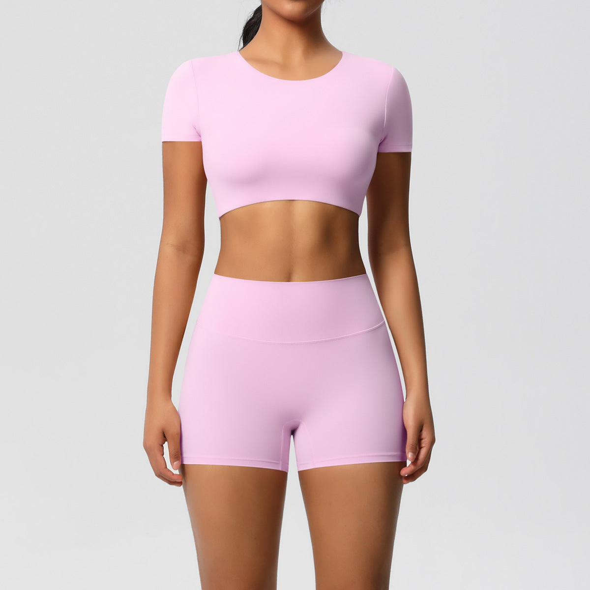 Ensemble de sport deux pièces de yoga pour femmes, couleur unie