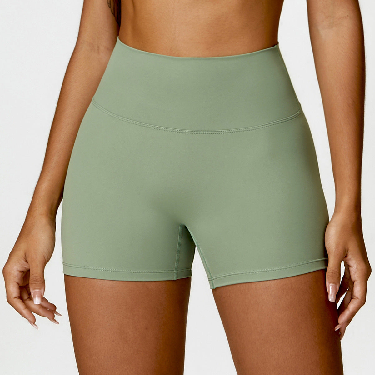 Short de yoga taille haute décontracté et tendance pour femme, couleur unie
