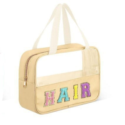 Fashion Transparent PVC Letters Portable Cosmetic Bag