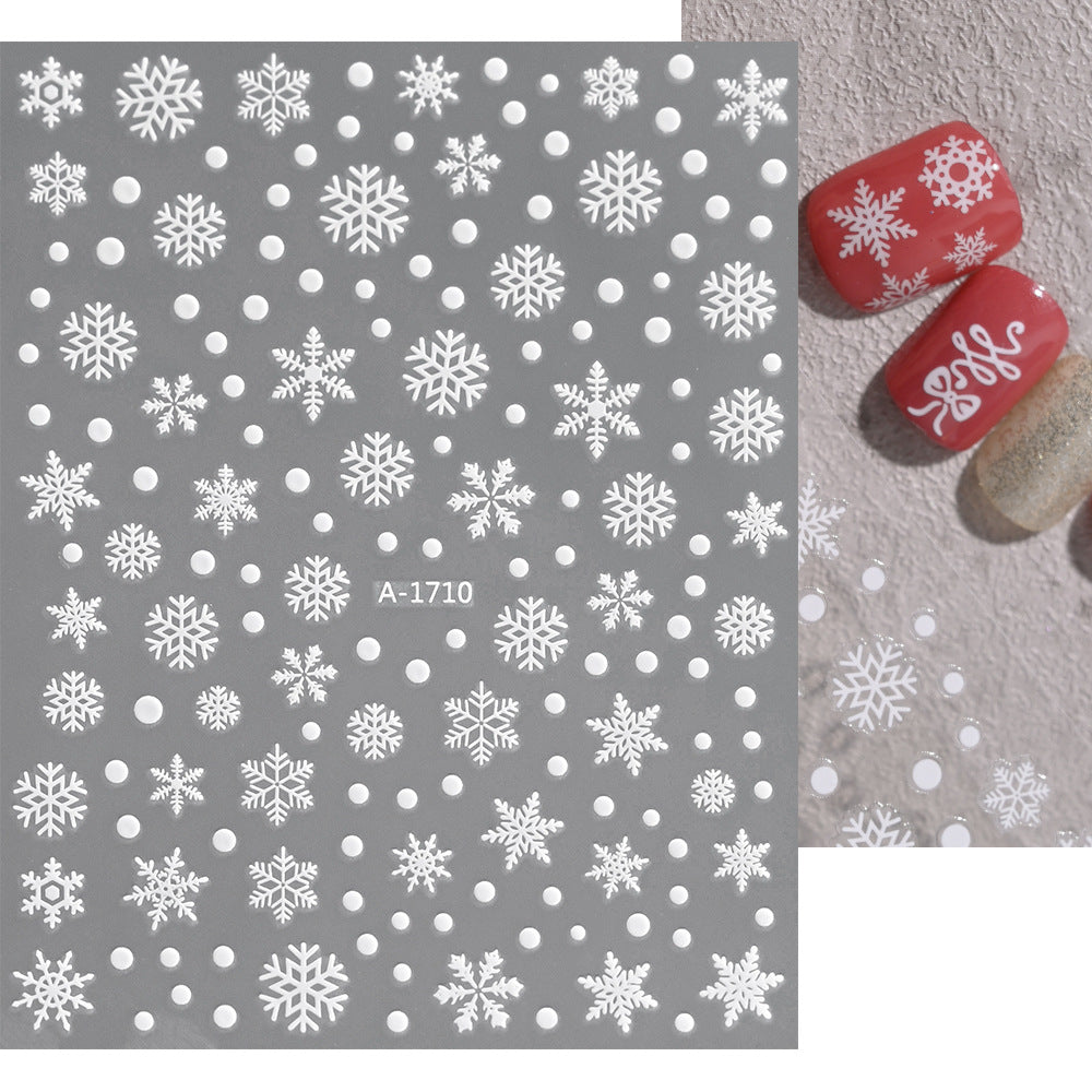 Pegatinas navideñas de copos de nieve para uñas