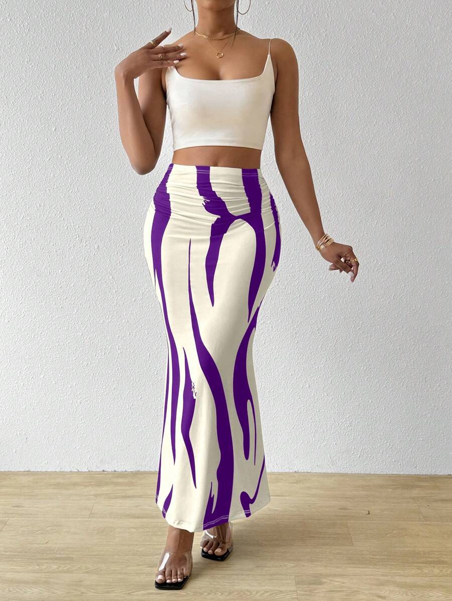 Falda de cintura alta ajustada con estampado sexy a la moda para mujer