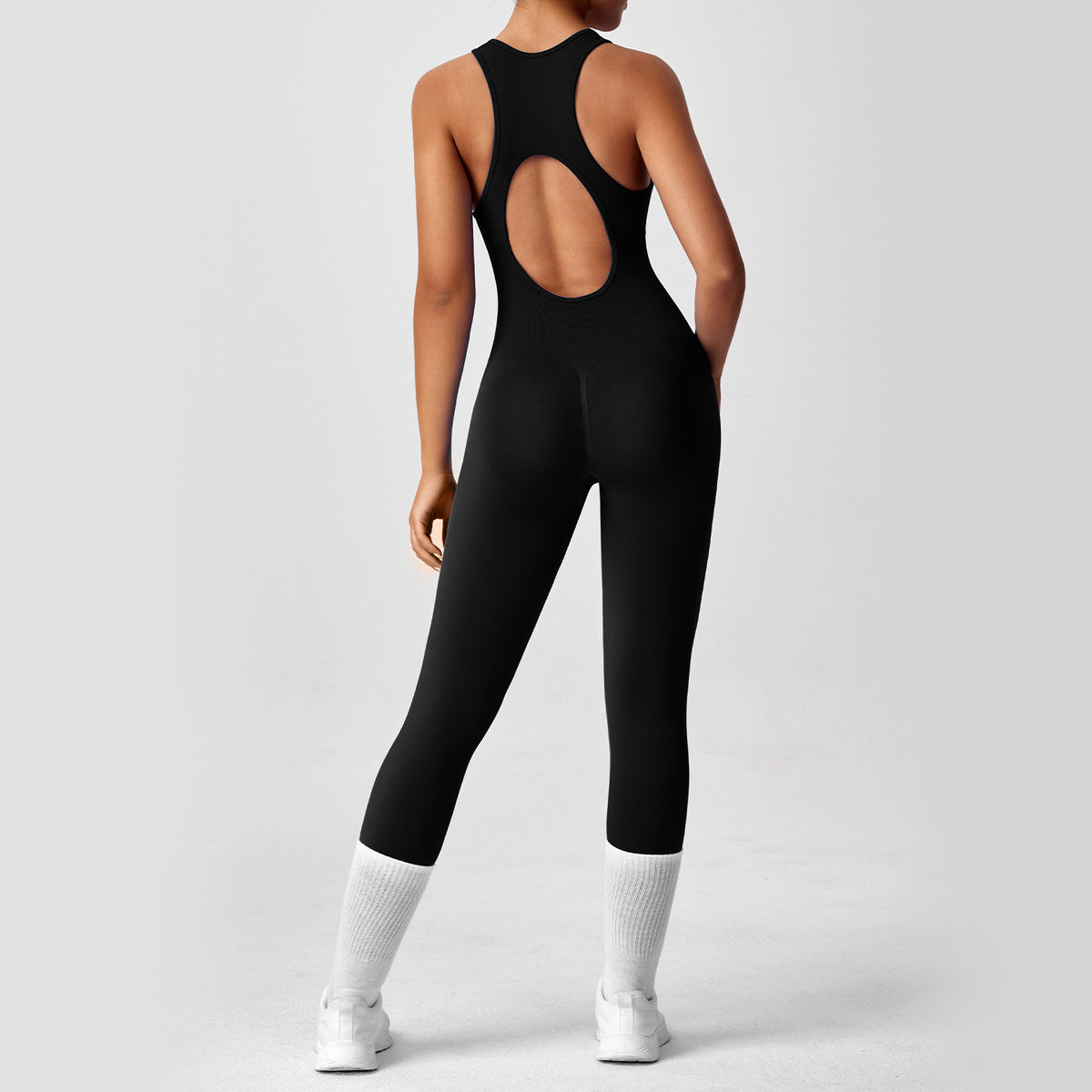 Women's Yoga Solid Color Hollow Out Sleeveless Jumpsuit