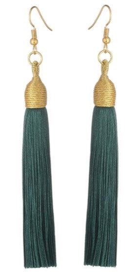 Bohemian Gold Wire Pull Hoop Tassel Earrings