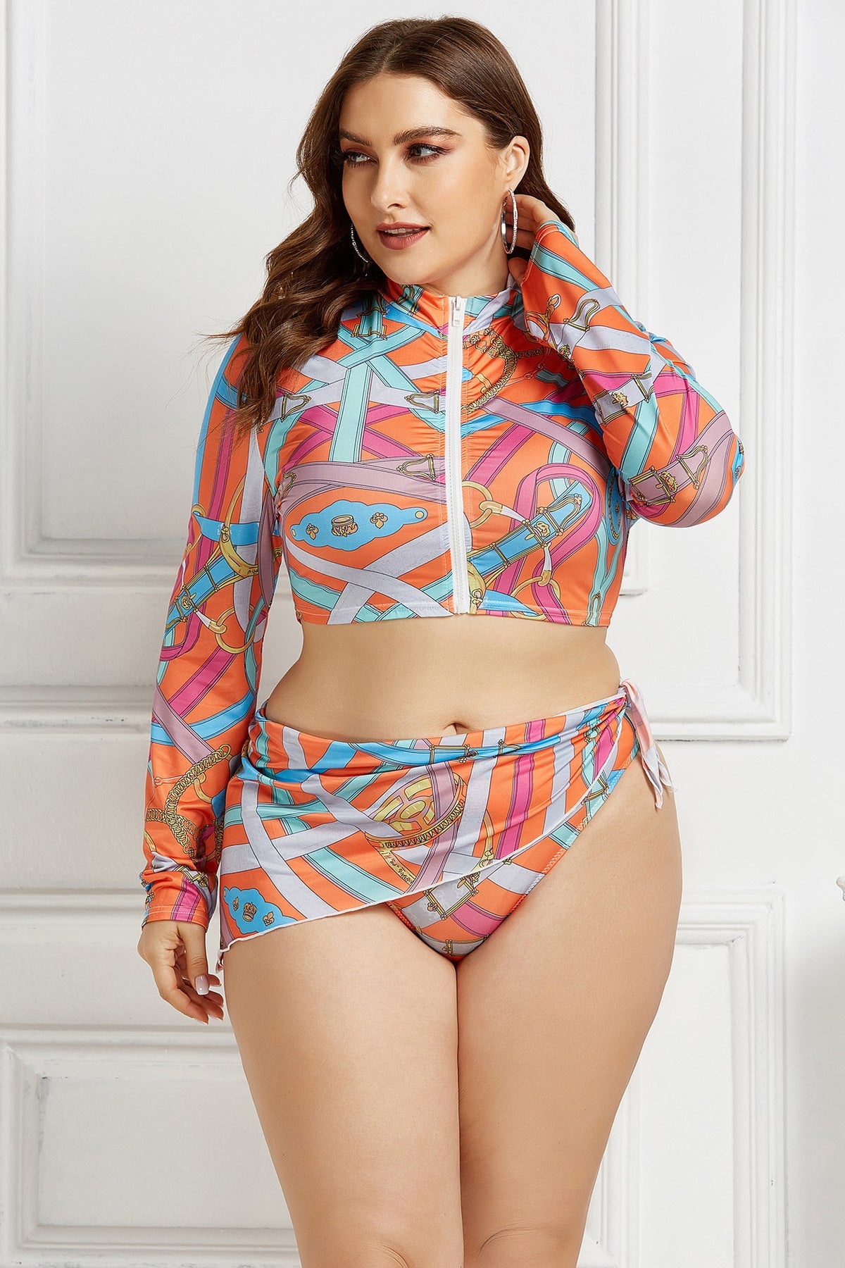Women Fashion Sexy Printed Plus Size Swimsuit Set
