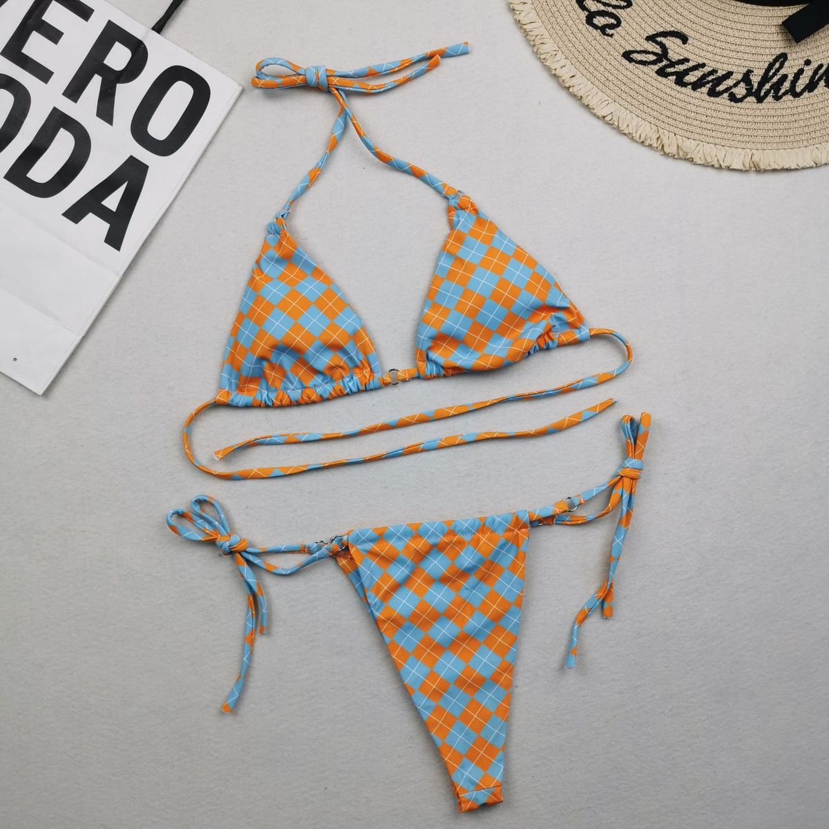 Women Sexy Lace-Up Print Bikini