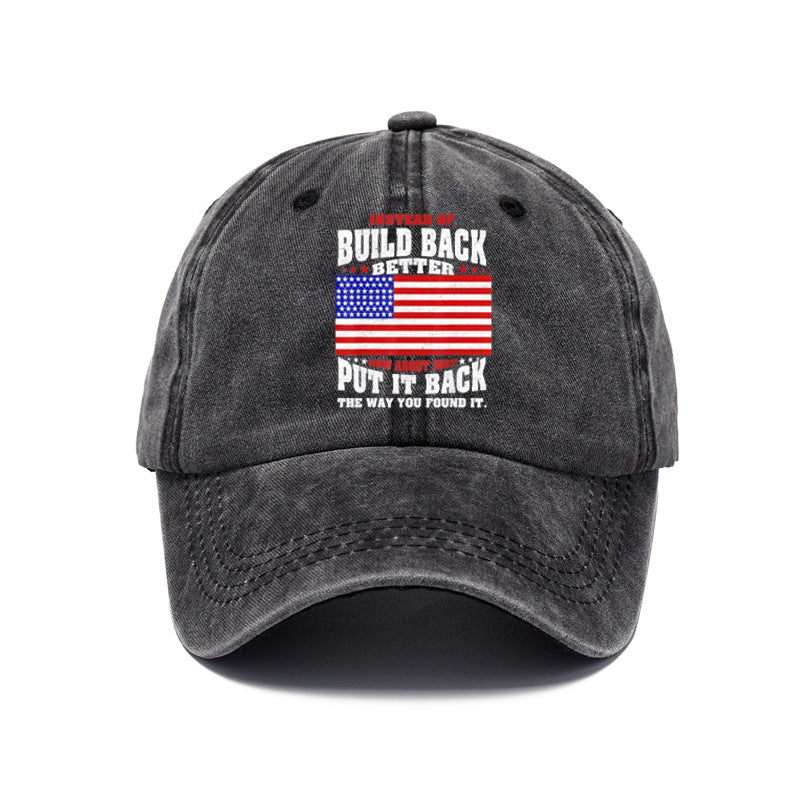 Men Women Fashion Casual Vintage Solid Color Letter Cap