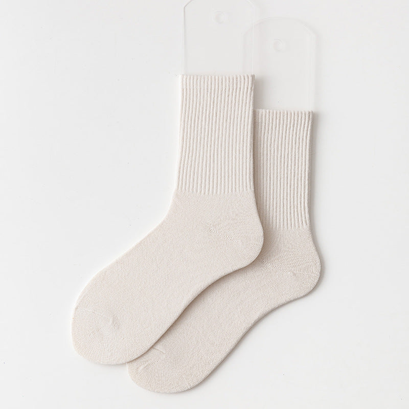 Calcetines casuales de algodón de color sólido para mujer