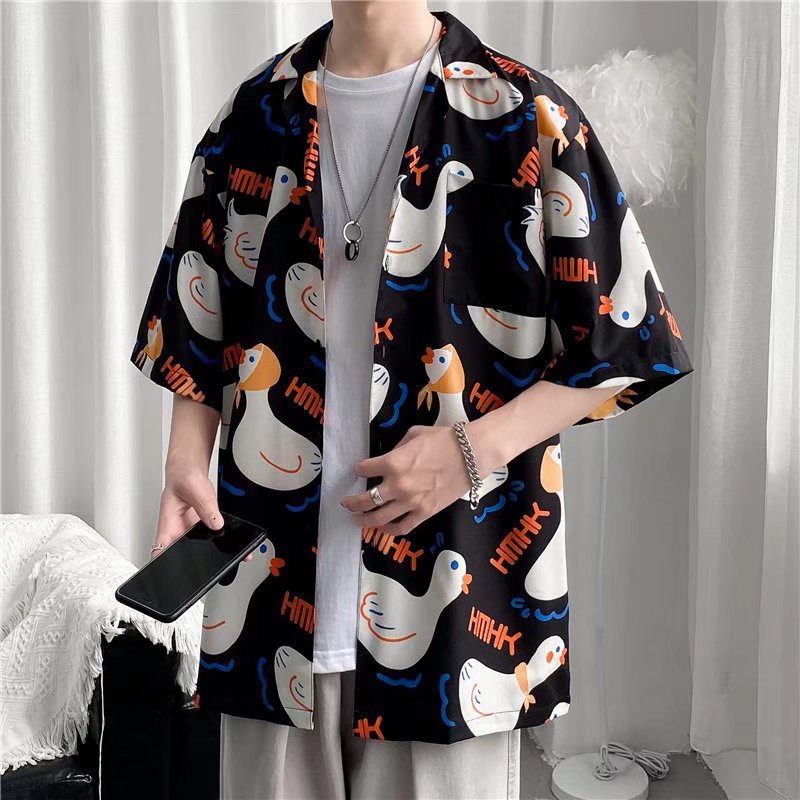 Men Casual Vintage Vacation Tiny Flower Print Shirt