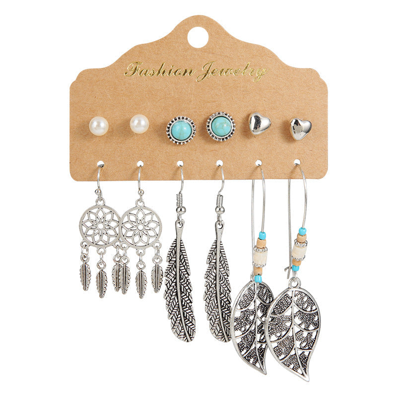Pendientes bohemios multicolores con forma de corazón