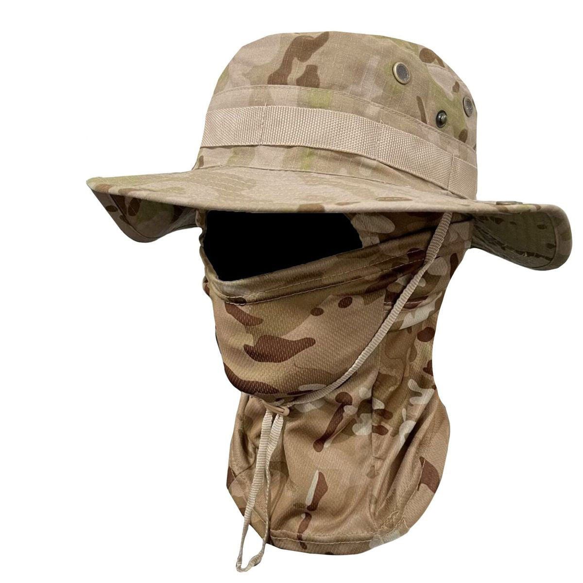Sombrero Boonie de camuflaje resistente al viento para hombre con mascarilla