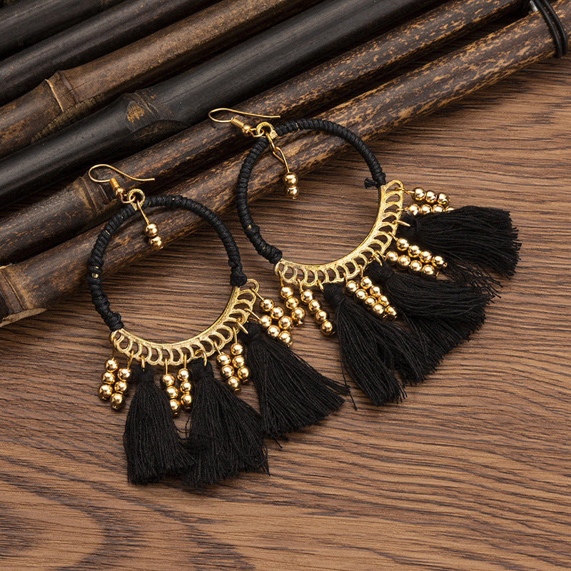 Pendientes con borlas retro de estilo étnico bohemio