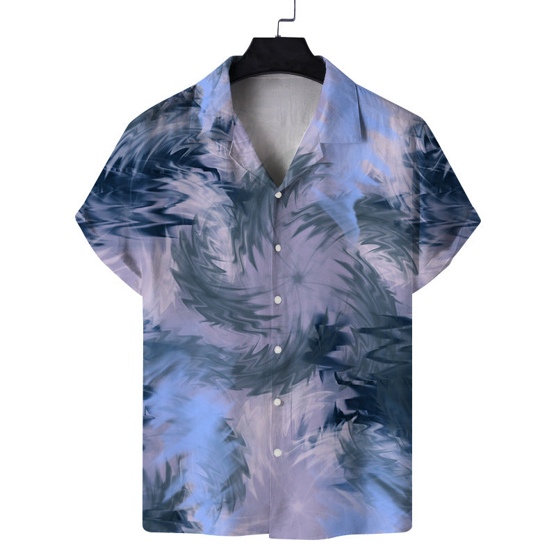 Men Fashion Casual Vacation 3D Print Short Sleeve Shirt