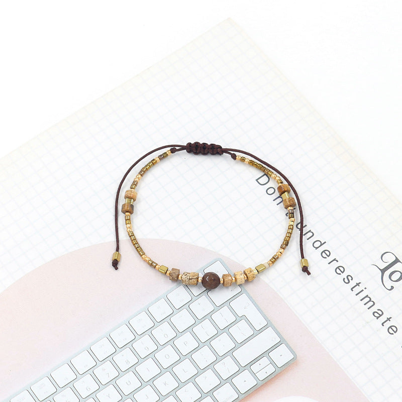 Bohemian Semi-Precious Stone Beads Handwoven Bracelet