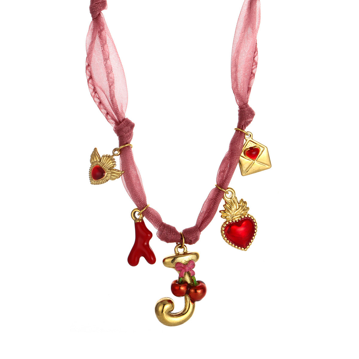 Collares de seda con colgante de letras inglesas y aceite de gota hechos a mano para mujer