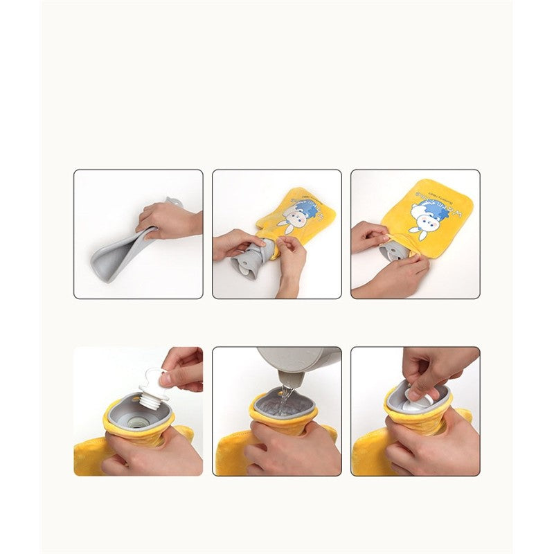 Cute Cartoon Printed Fleece Cover Hot Water Bag