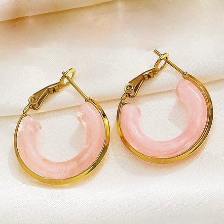 Candy Color Metal Geometics Hoop Earrings
