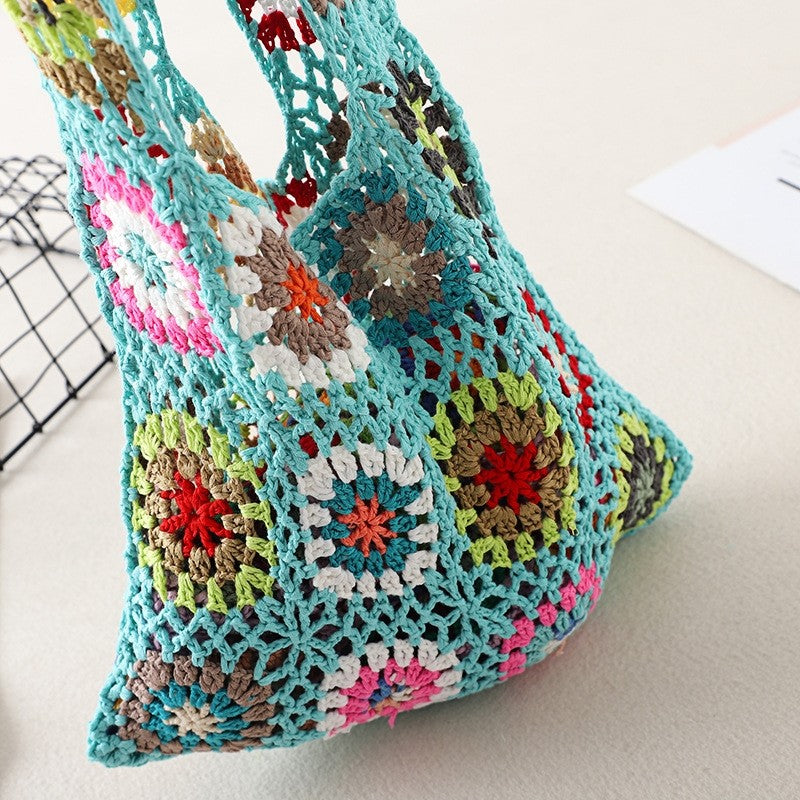 Crochet Knitted Flower Casual Handbag