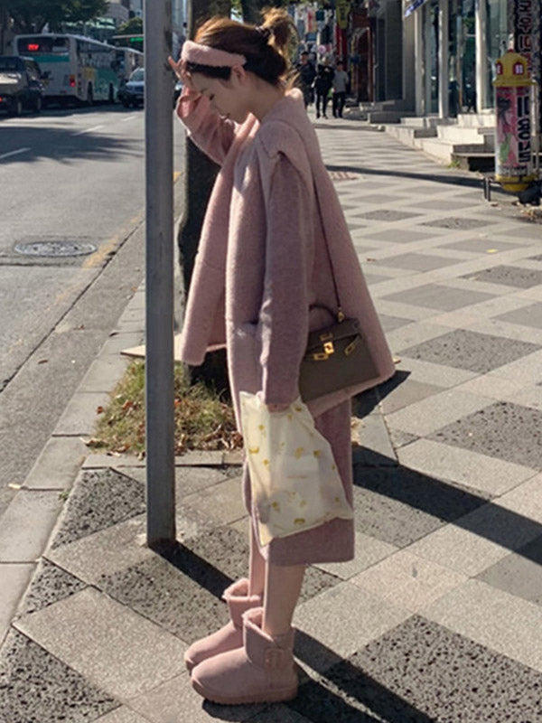 Original Solid Bandage Buttoned Sweater Dress