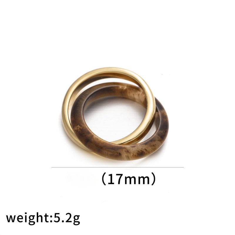 Layered Natural Stone Metal Rings