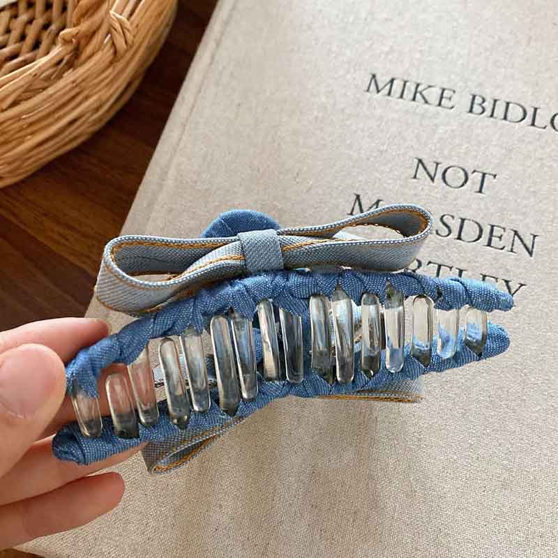 Elegant Bow Knot Plaid Hair Claw