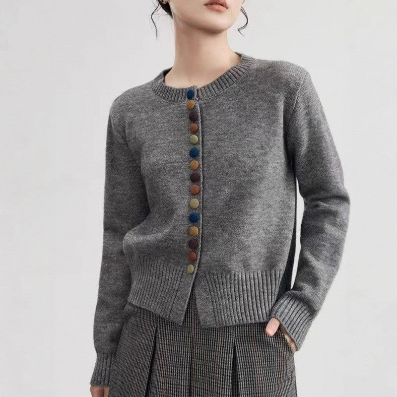 New Round Neck Cardigan Sweater