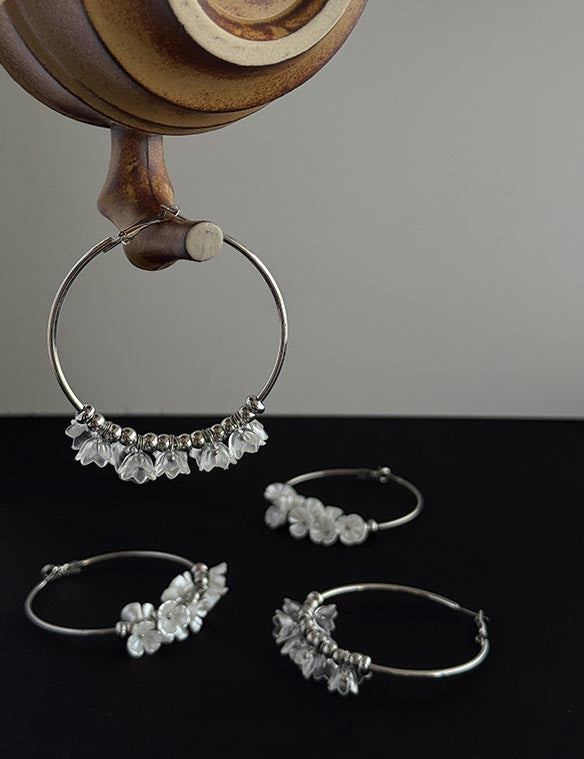 Acrylic Floral Simple Sweet Hoop Earrings