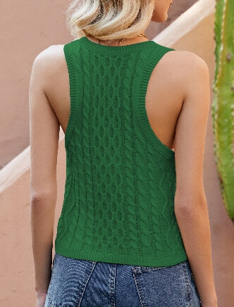 Casual Simple Twist V-Neck Knit Vest