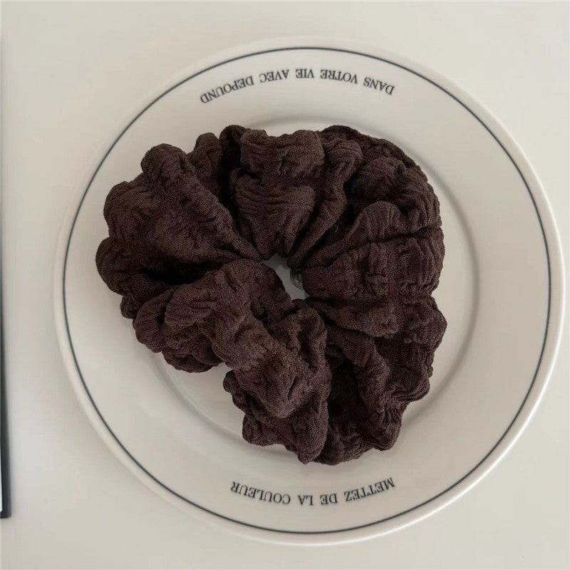 Minimalist Solid Color Crinkle Hair Tie