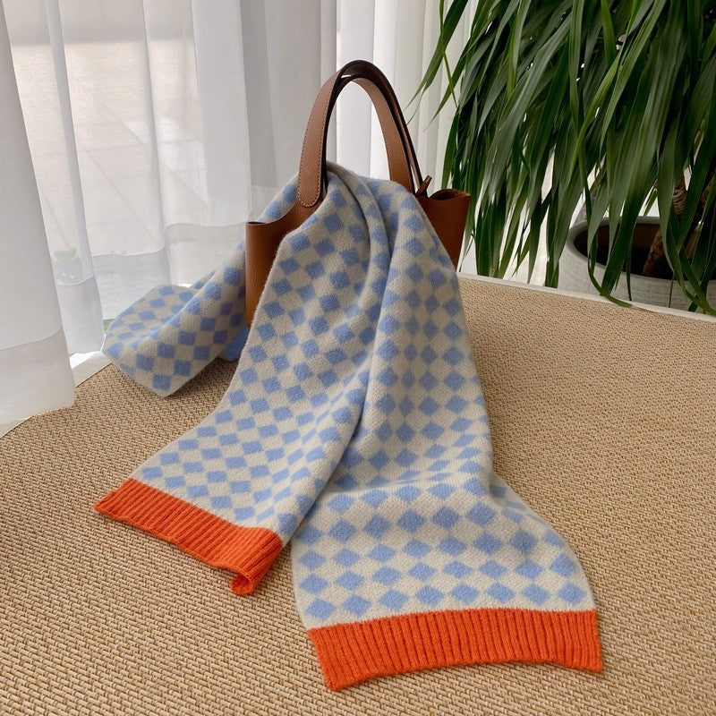 Checkered Knitted Comfy Scarf