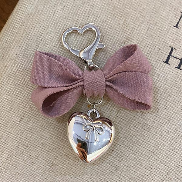 Plaid Bow Love Pendant Bag Charm