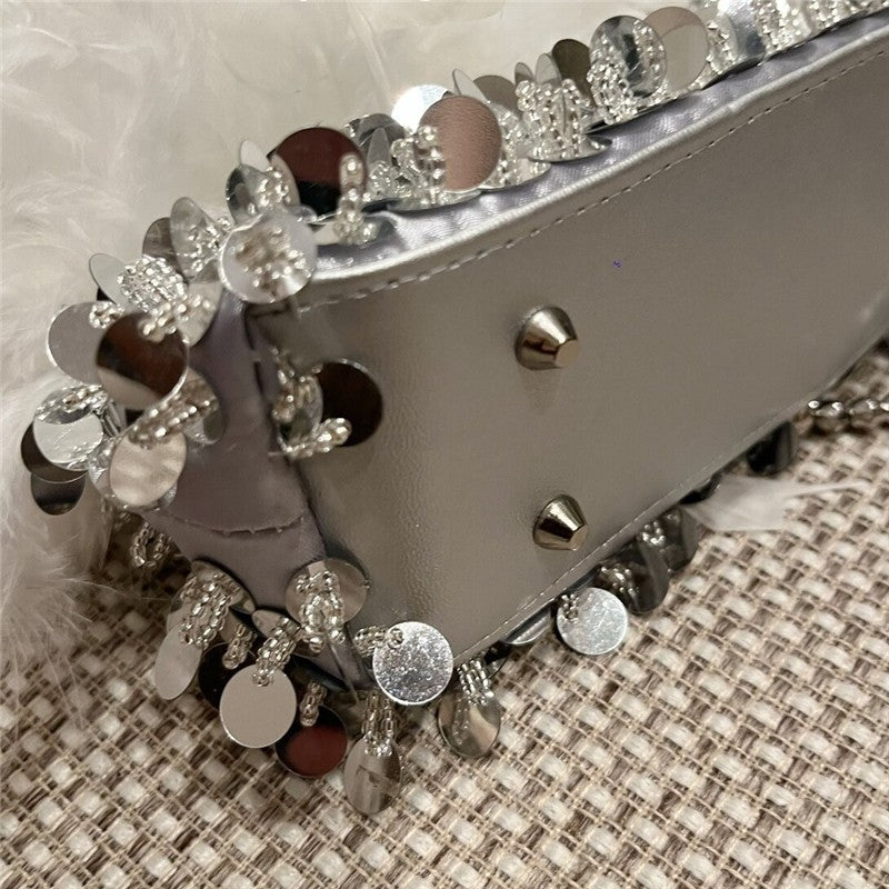 Feather Sequin Evening Clutch Bag