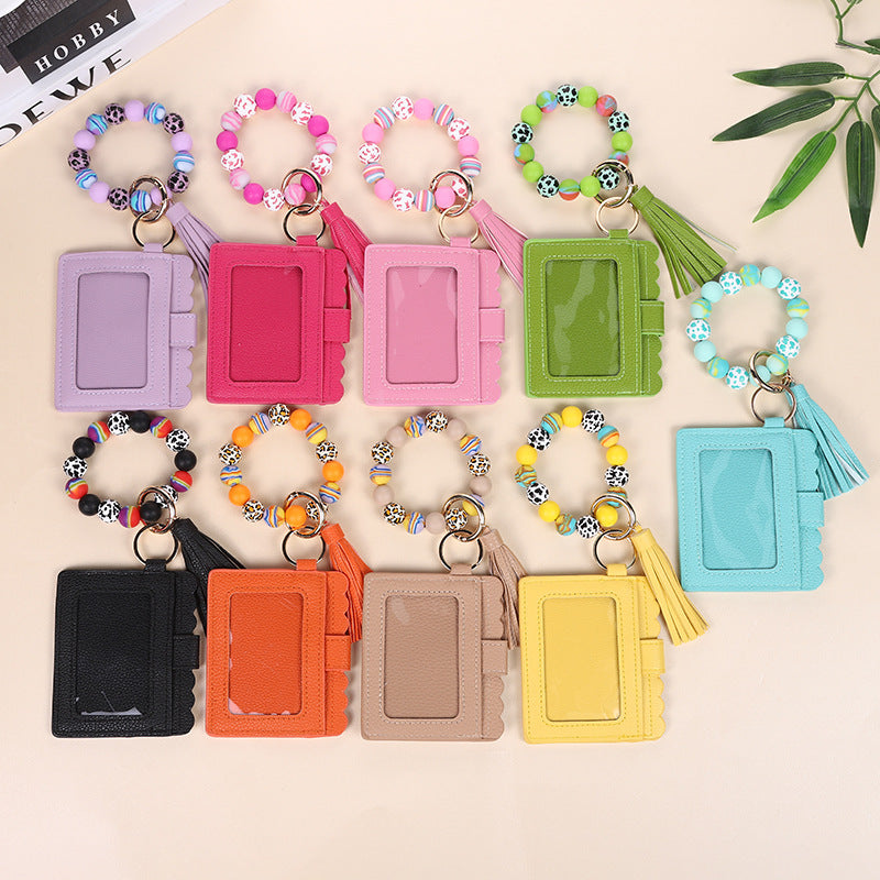 Fashion Printed Silicone Bead Tassels Bracelet Wallet