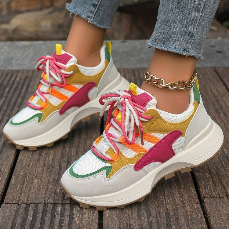 Women Casual Contrast Color Platform Sneakers