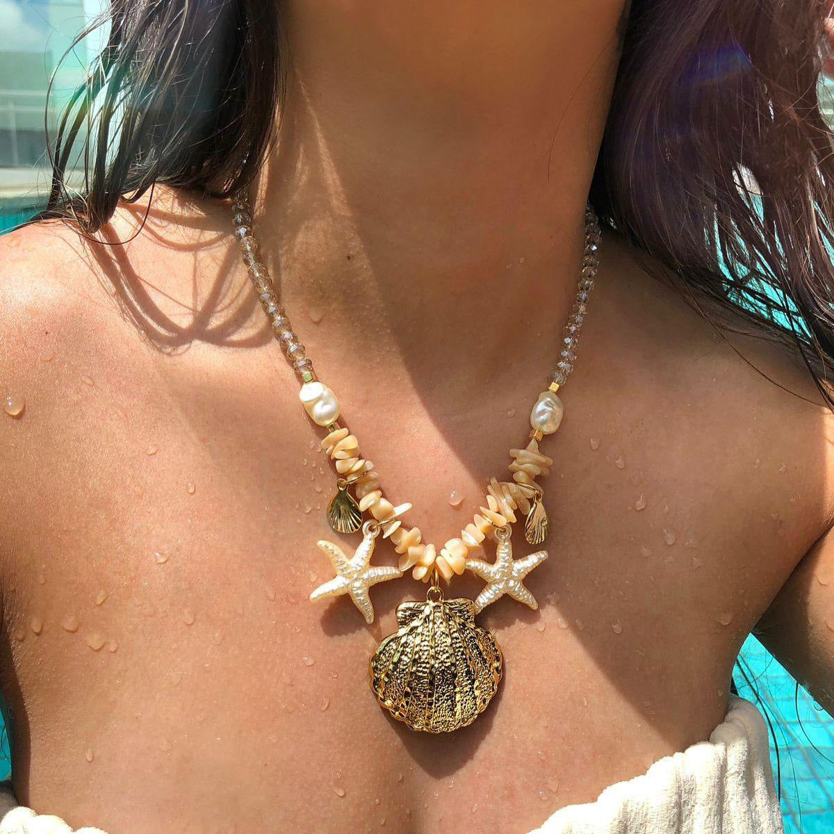 Bohemian Exaggerated Shell Beaded Sea Necklace