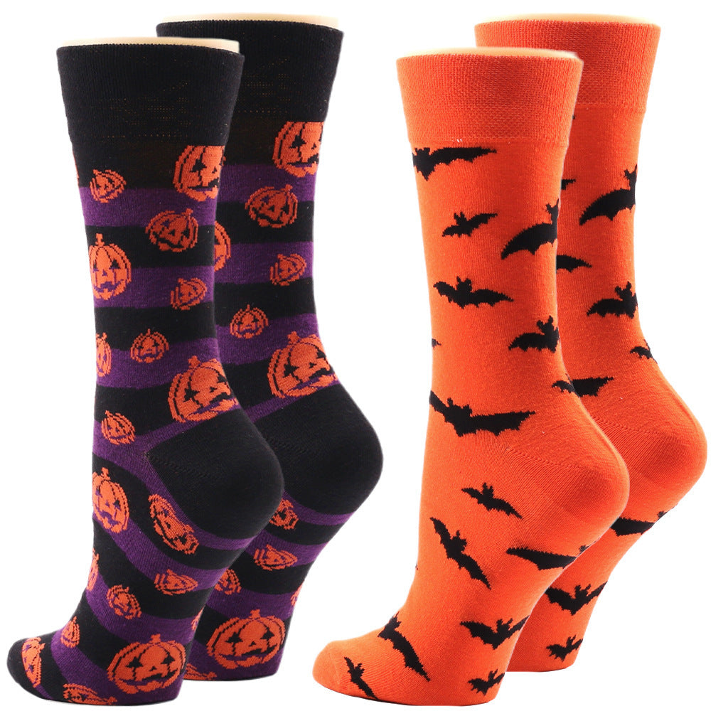 Calcetines creativos y divertidos de Halloween con forma de calabaza, diablo y murciélago