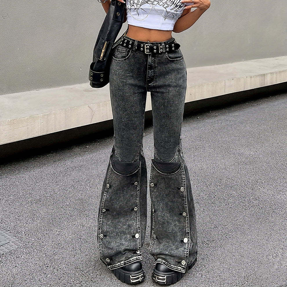 Street Women Fashion Detachable Snapped Jeans