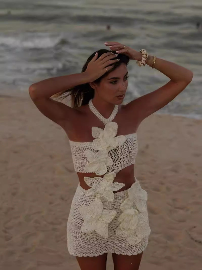 Maillot de bain une pièce sexy à col licou et motif floral pour femme