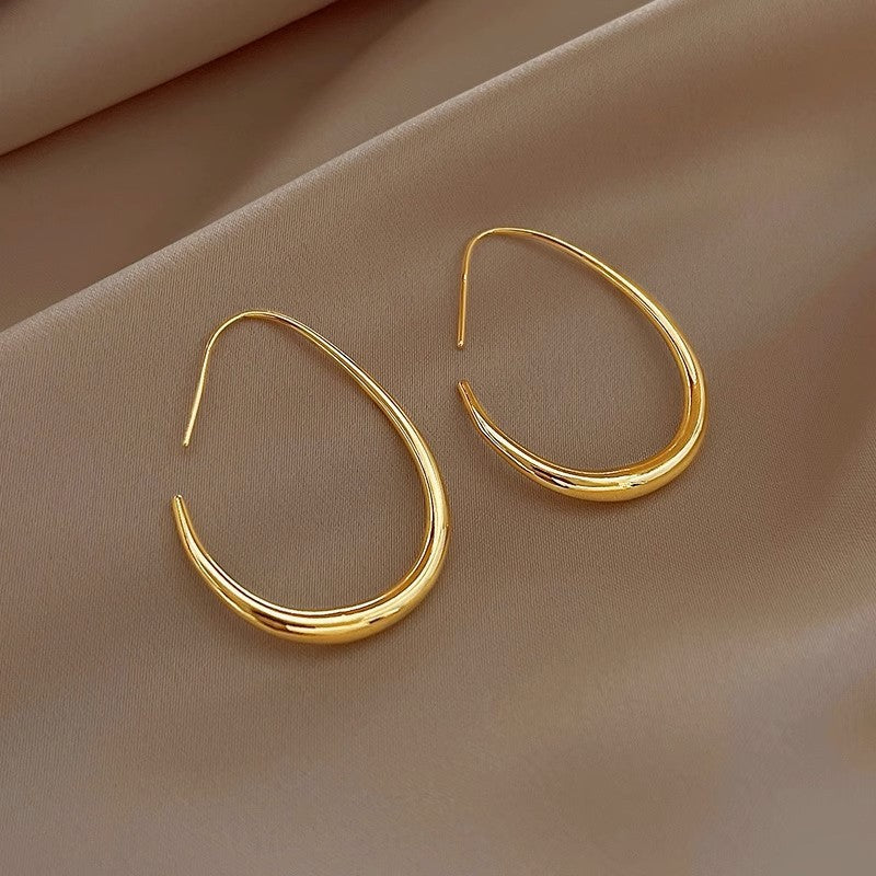Exaggerated Elliptical Copper Earrings