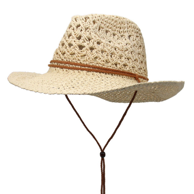 Sombrero de paja de playa informal retro para mujer