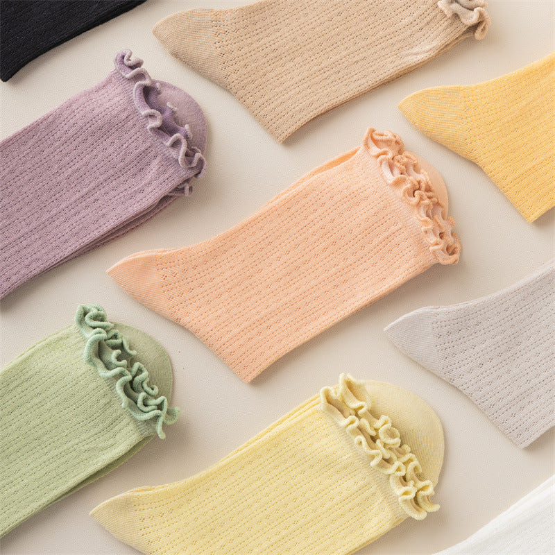 Chaussettes tendance à oreilles en bois de couleur unie