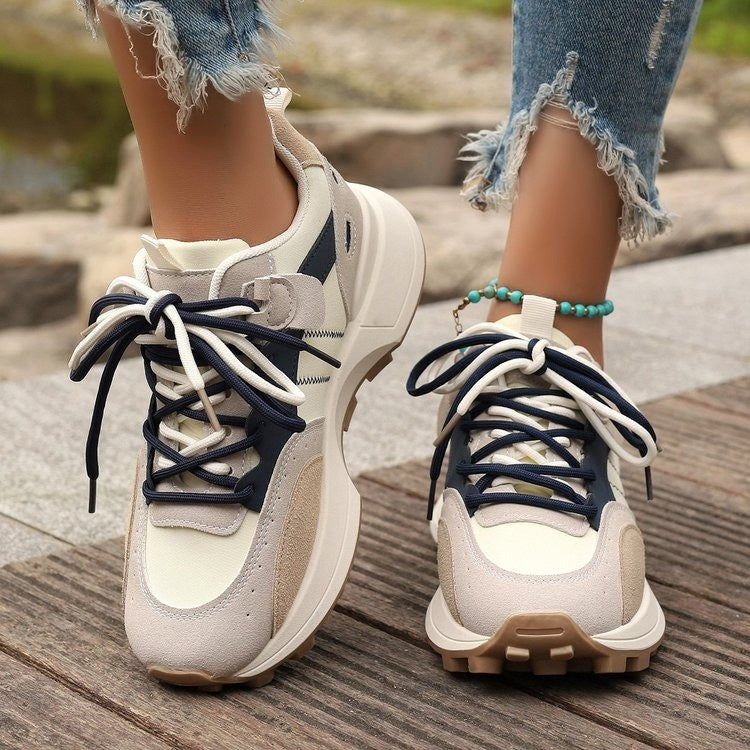 Women Fashion Casual Color Block Platform Sneakers