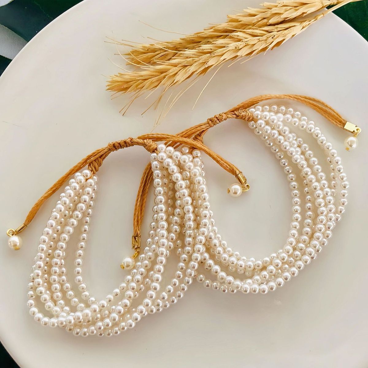 Women Fashion Elegant Pearl Beaded Bracelet