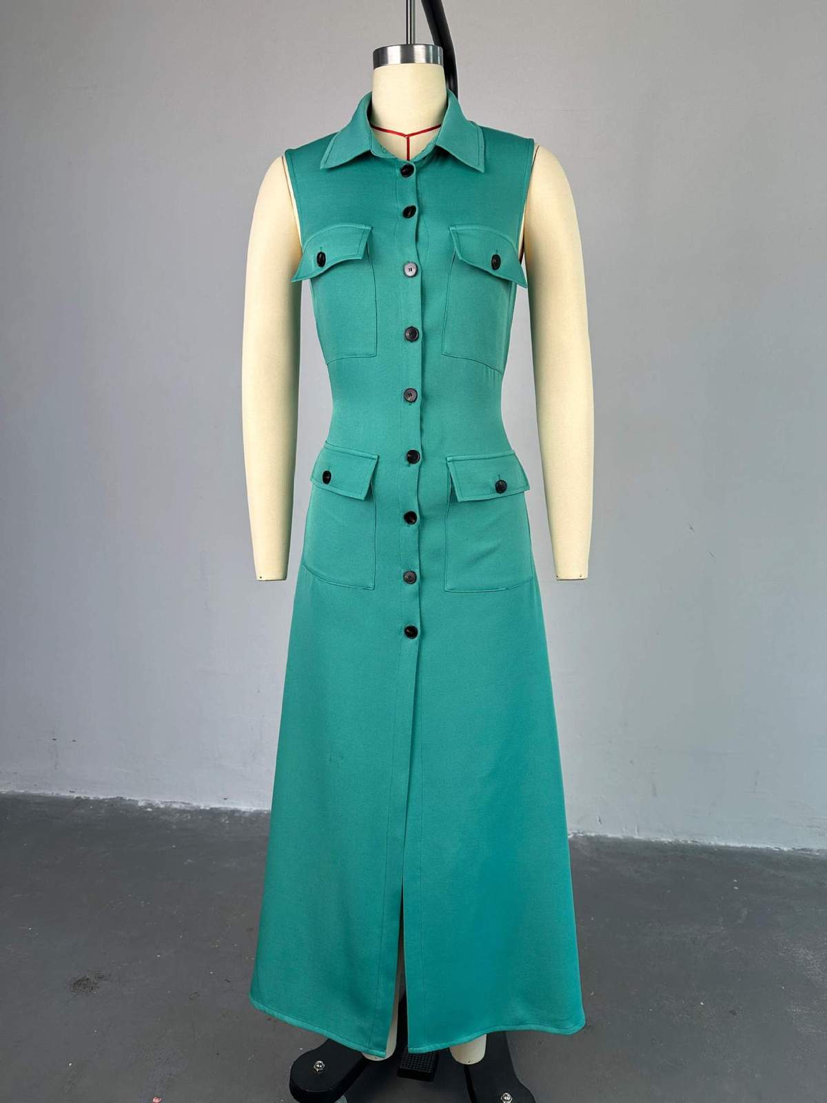 African Women Summer Sleeveless Cardigan Dress in Polyester